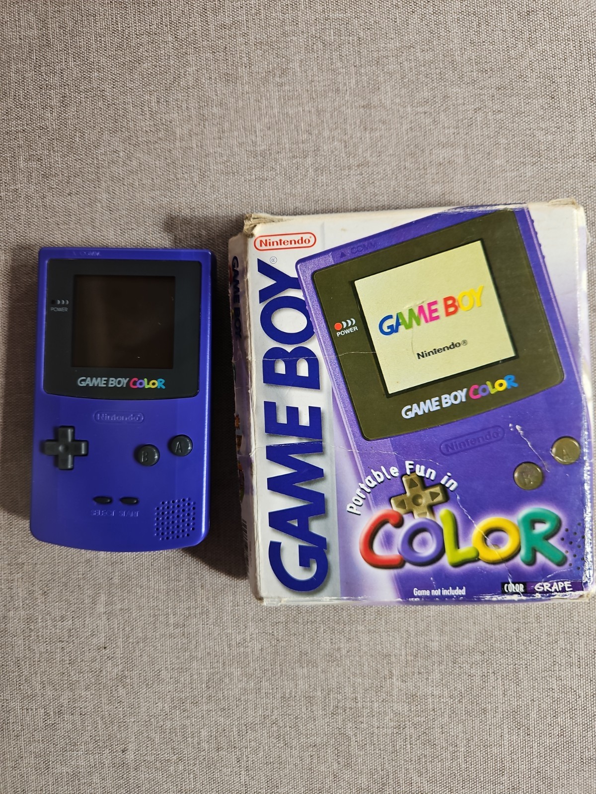 Nintendo GameBoy Color Console Grape ModelCGB-001 With Original Box Tested Works