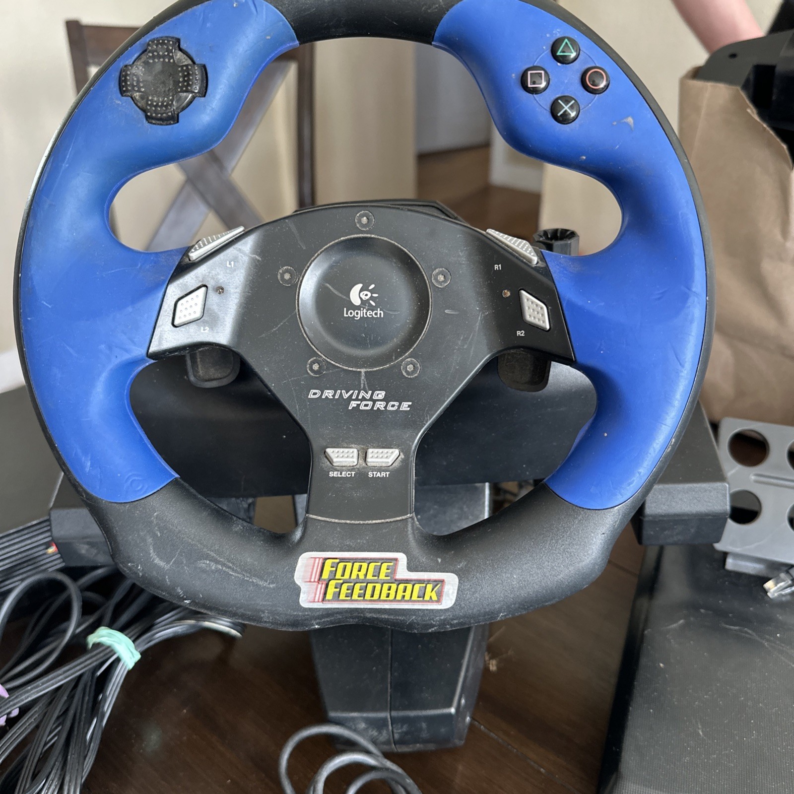 PlayStation 2 PS2 Slim w/ Logitech Driving Force GT Wheel, 2 Controllers, Pedals