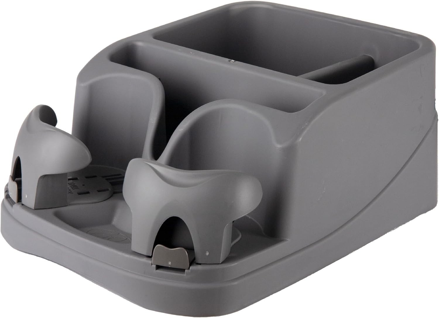Automobile Storage Console with Drink Holders and CD/Cassette Organizer Charcoal