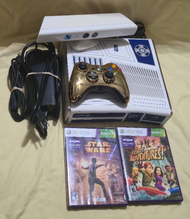 Limited Edition Xbox 360 Star Wars Kinect 320 GB R2D2 Console C-3PO Controller
