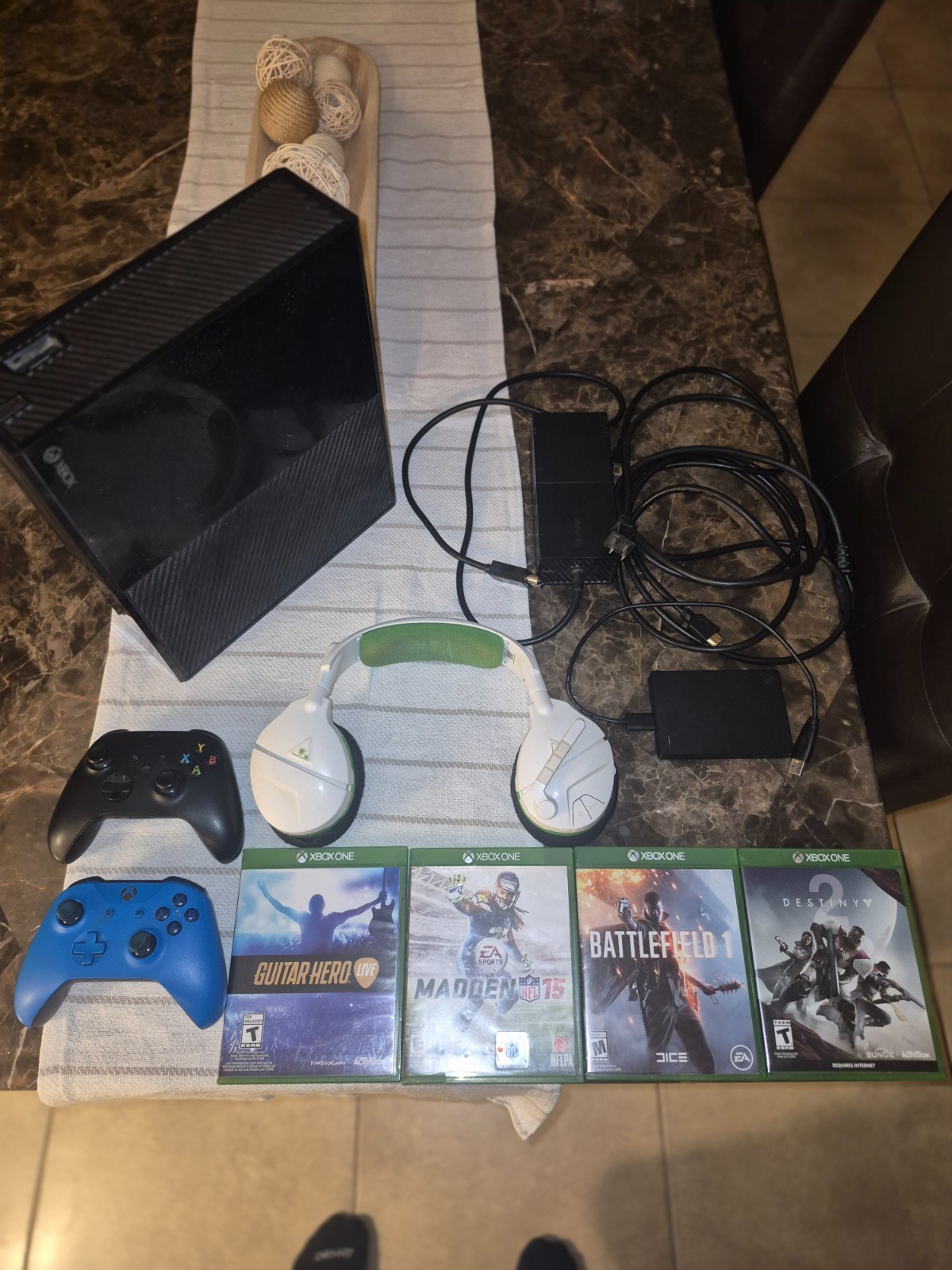 Microsoft Xbox One W/4TB External Hard-drive, Headset, 2 Controllers, and Games.