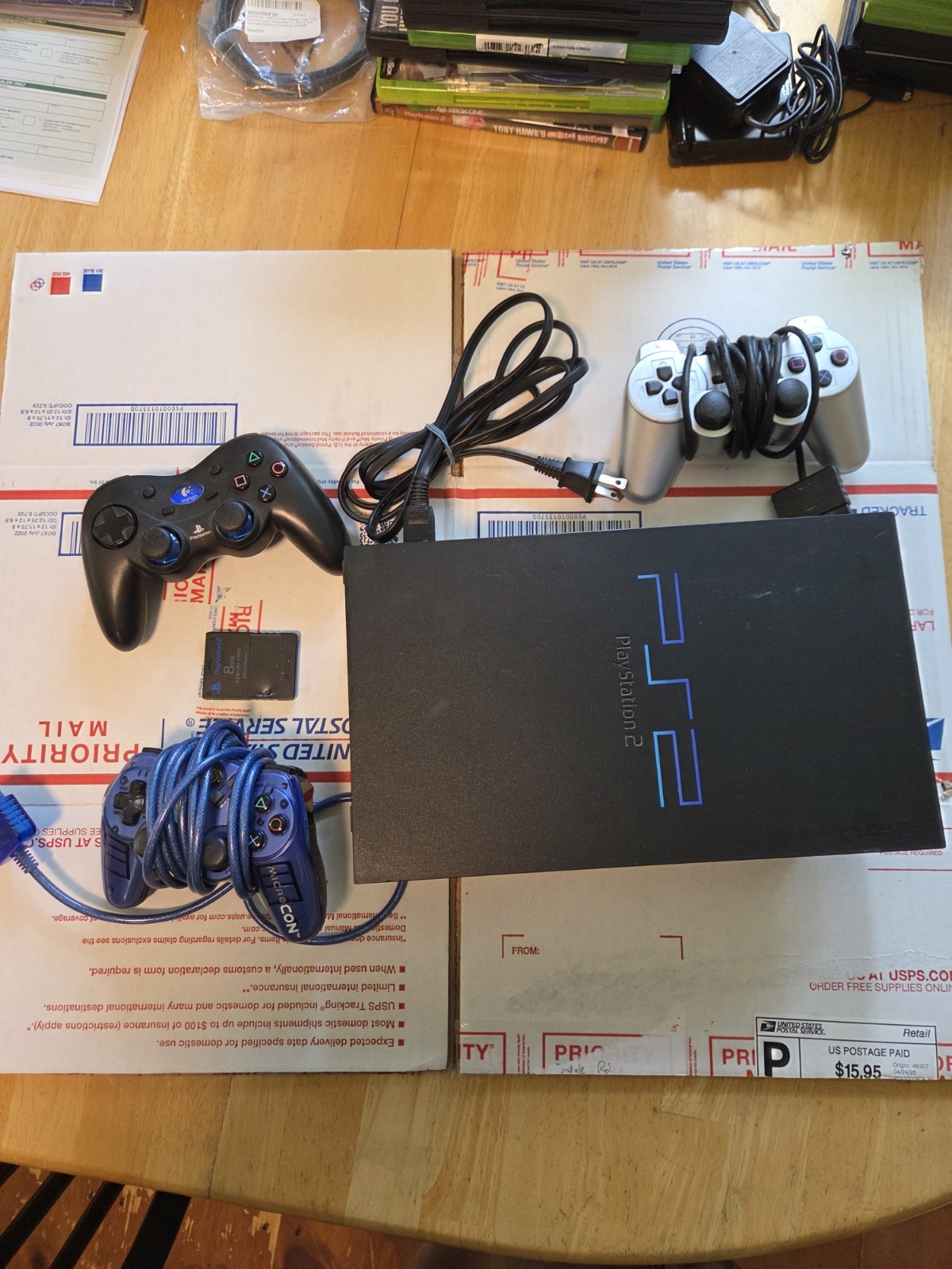 Sony PlayStation 2 Console 3 Controlers Memory Card Power Cord No Aux