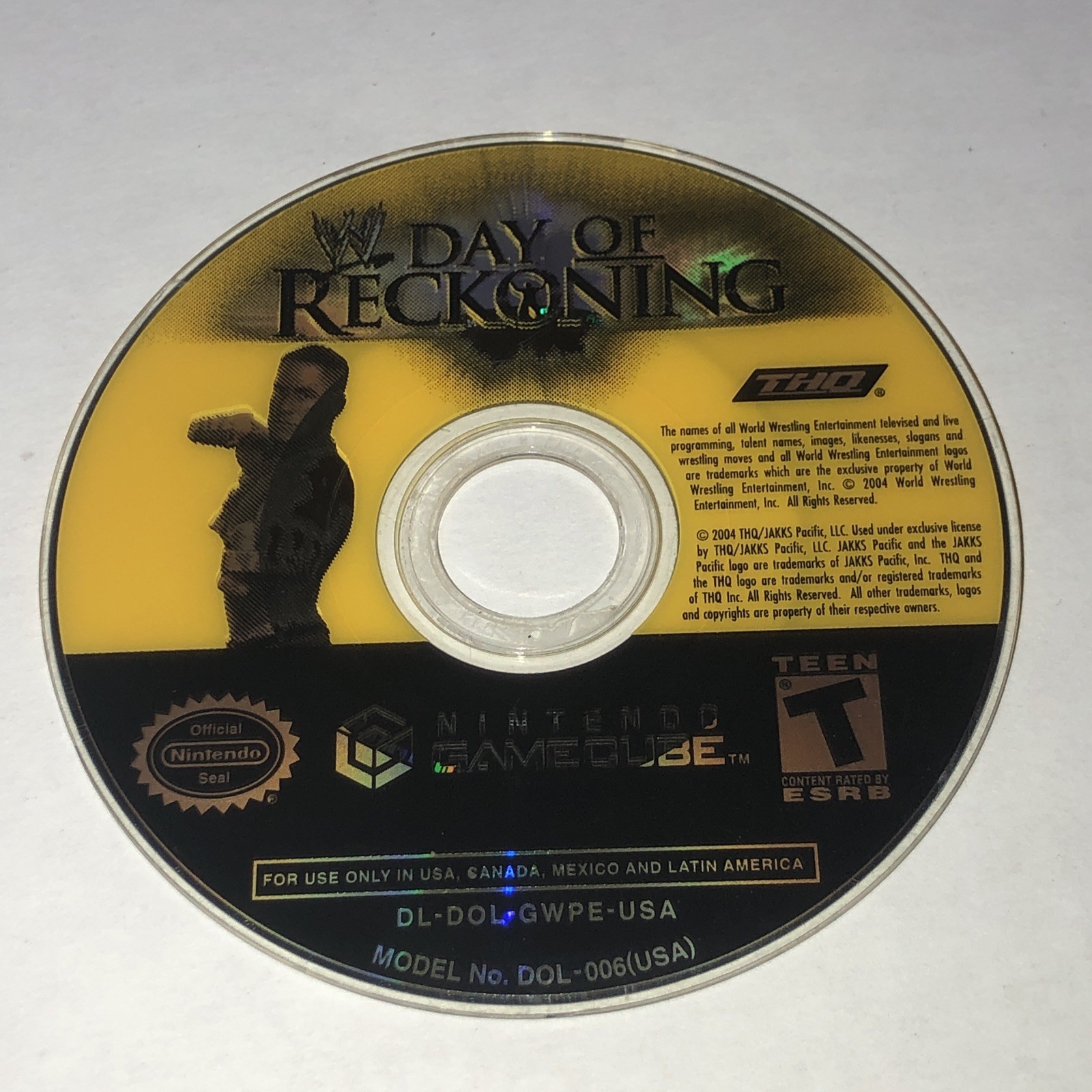 WWE: Day of Reckoning (Nintendo GameCube, 2004) Disc Only Tested Working