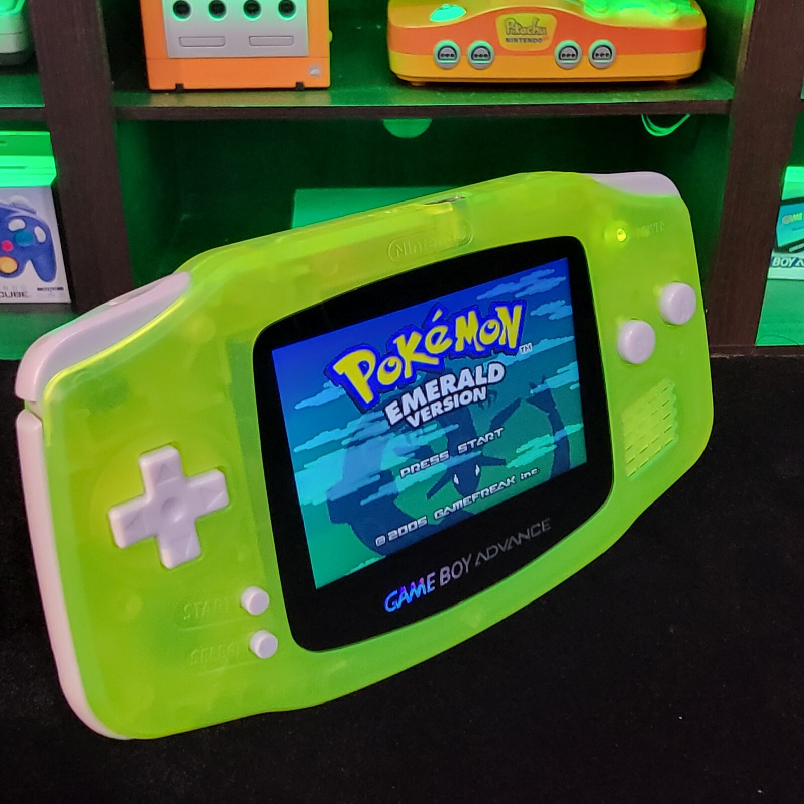 Lime Green Game Boy Advance GBA Console with iPS V5 Backlit LCD MOD Console