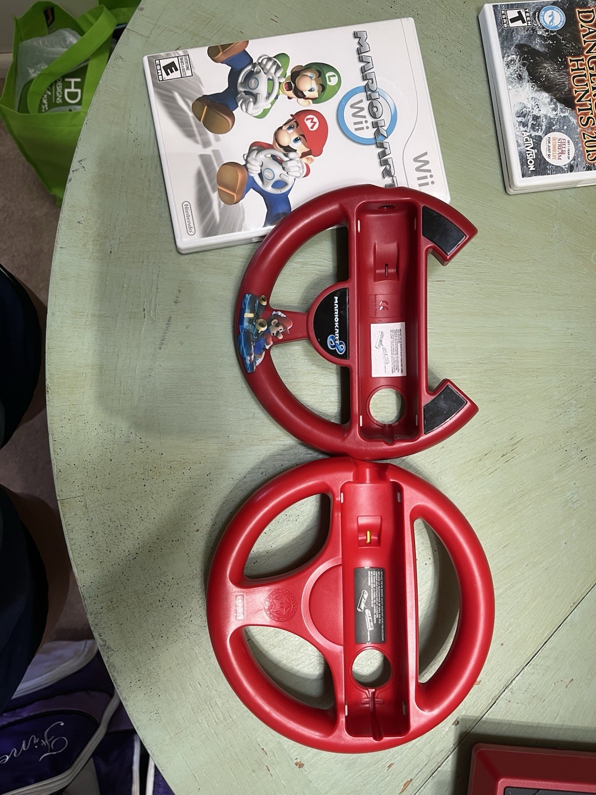 Nintendo Wii Mini Red Console Mario Kart Bundle *Tested *Missing Sensor Bar*