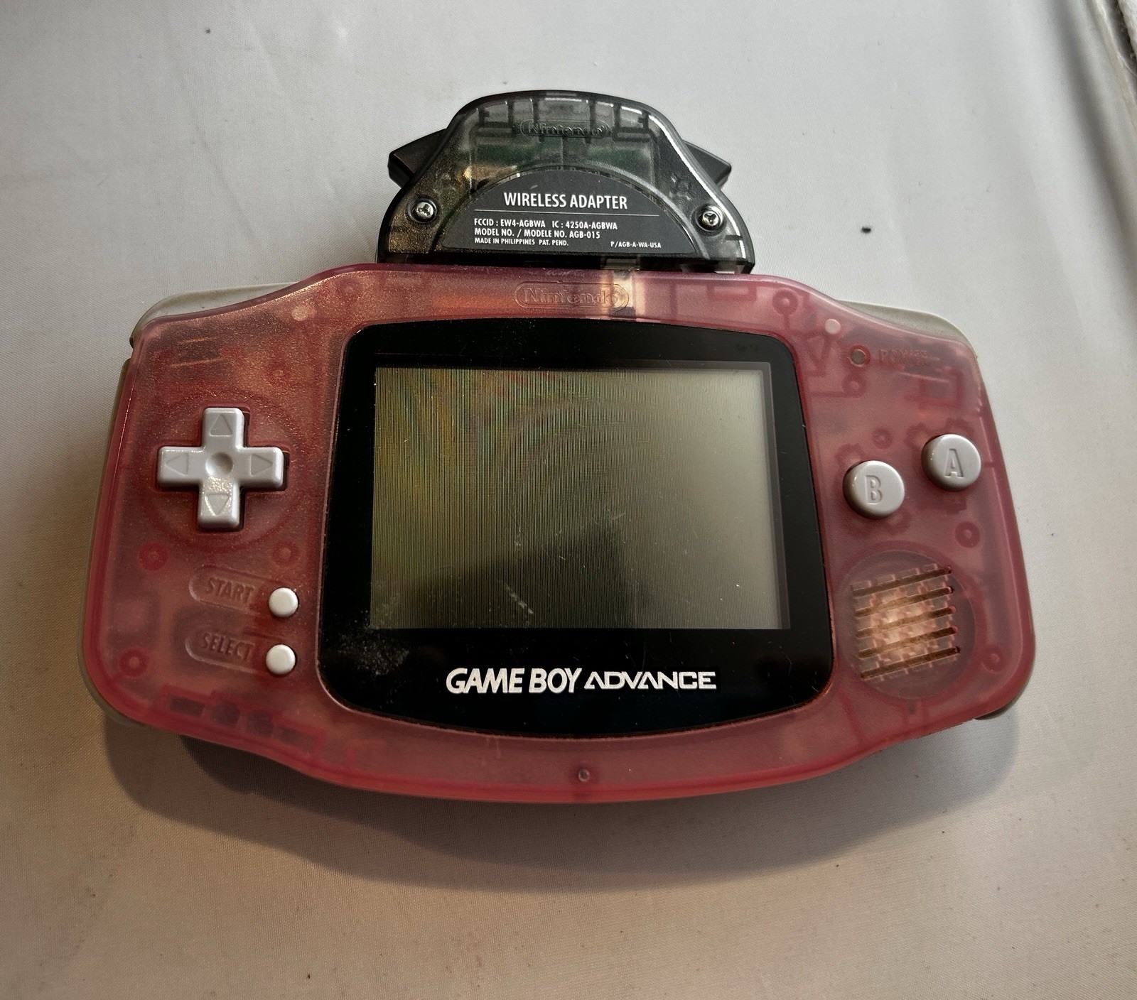 Nintendo Game Advance AGB-001 Handheld Console with Wireless Adapter, Works!