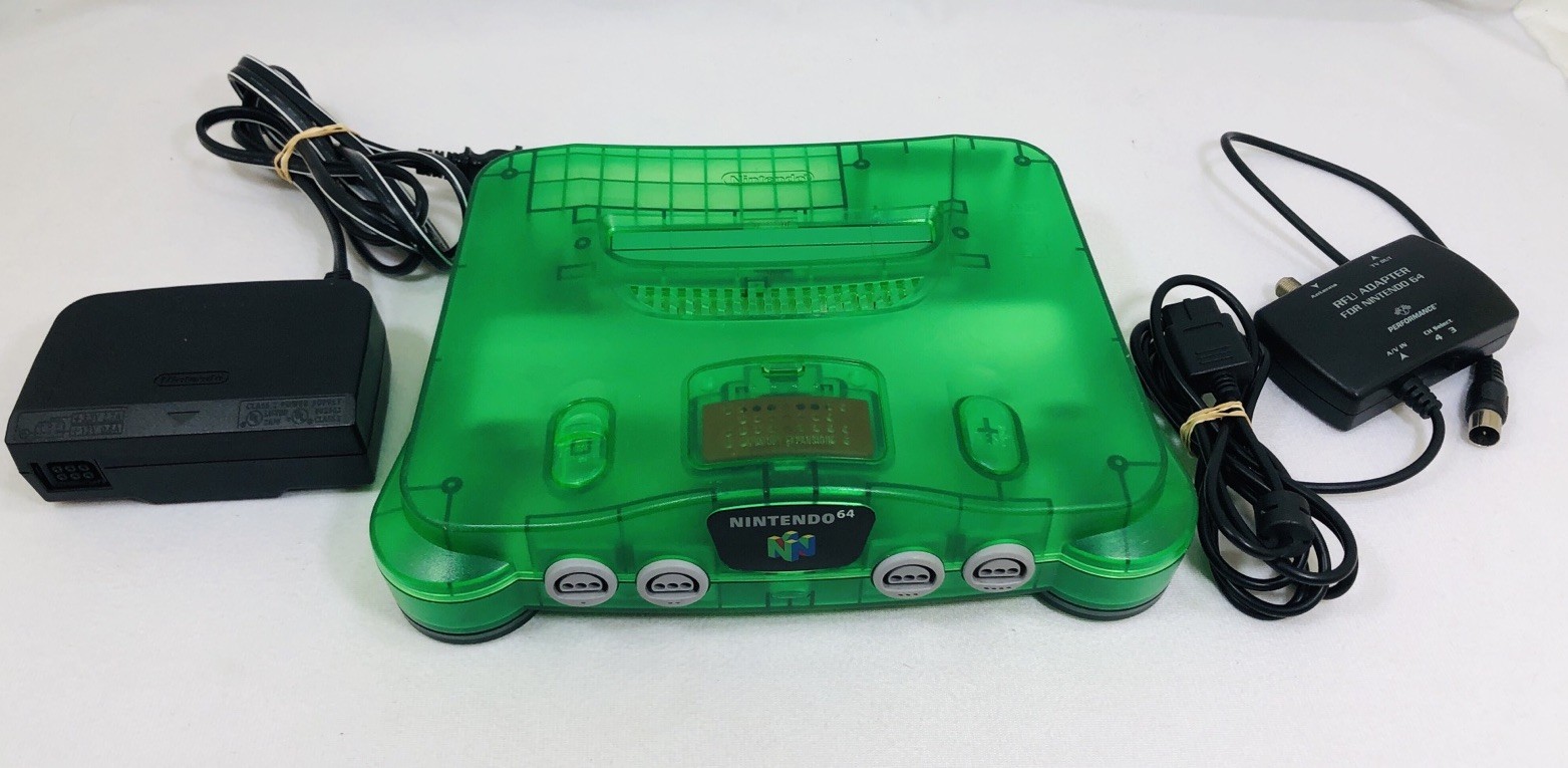 Nintendo 64 Jungle Green N64 Console Expansion Pak RF Cable NO Controller Tested