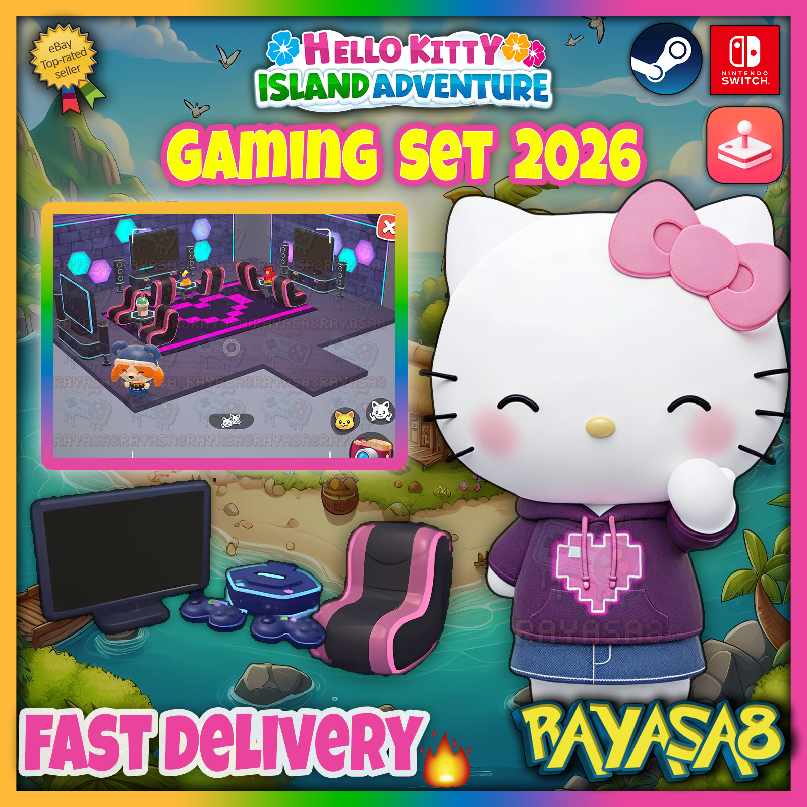 Gaming set 🎮 Hello Kitty Island Adventure | Arcade | Nintendo | Steam