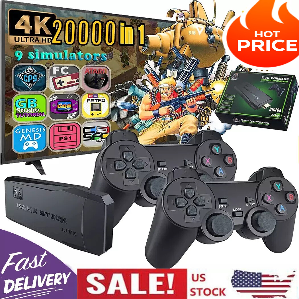 Retro Game Console 4K HDMI Output Plug and Play 20000+ Game Gamepad Controllers