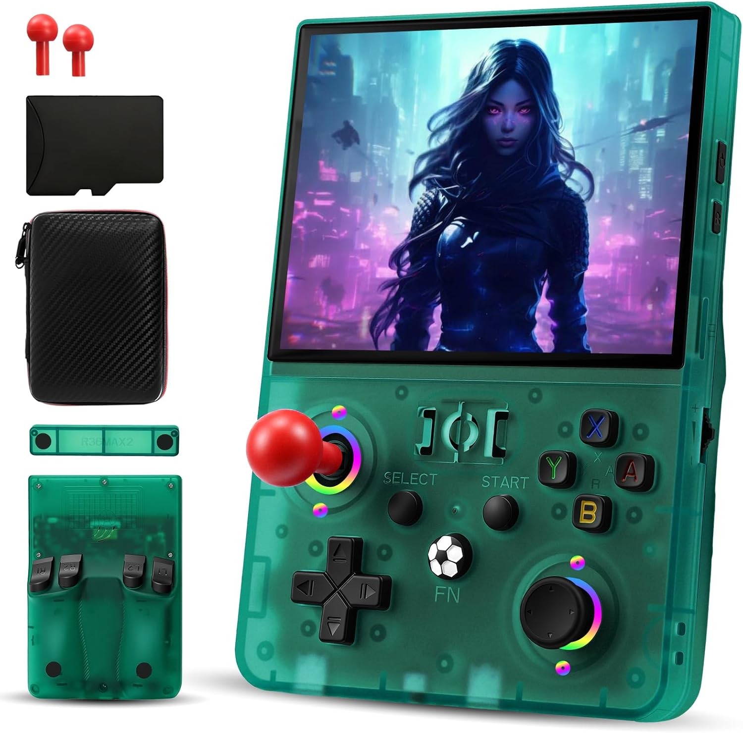 R36MAX II Retro Handheld 4.5 IPS Detachable Joystick Green