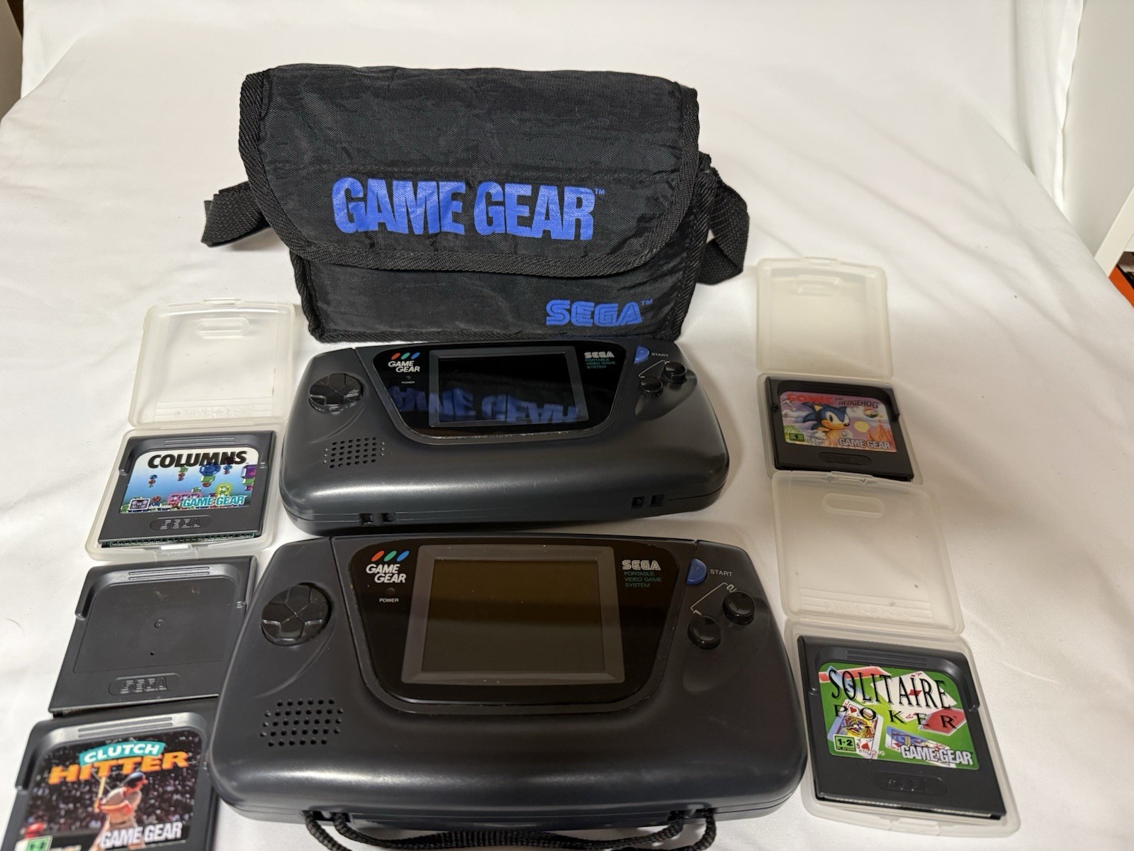 FOR PARTS GAME GEAR HANDHELD WITH SONIC, GAMES AND CARRYING CASE