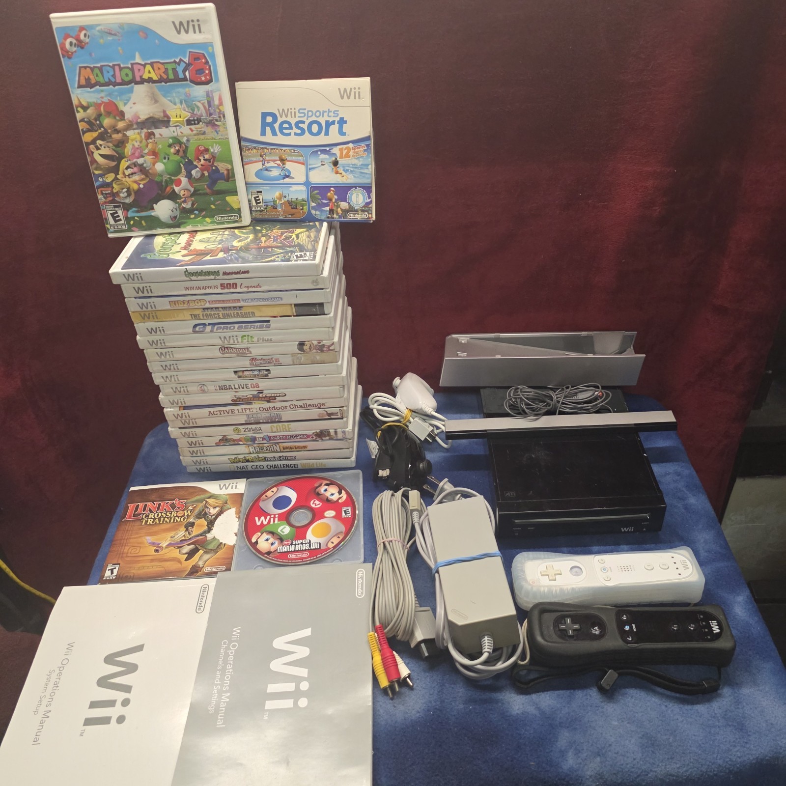 Nintendo Wii Bundle Lot w/Accessories + Mario Party 8, Wii Sports Resort, etc #1
