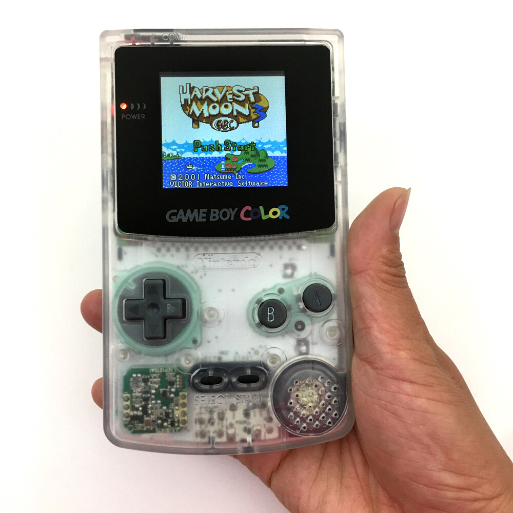 Clear White Retrofit Game Boy Color GBC Console w/ High Backlight LCD Screen