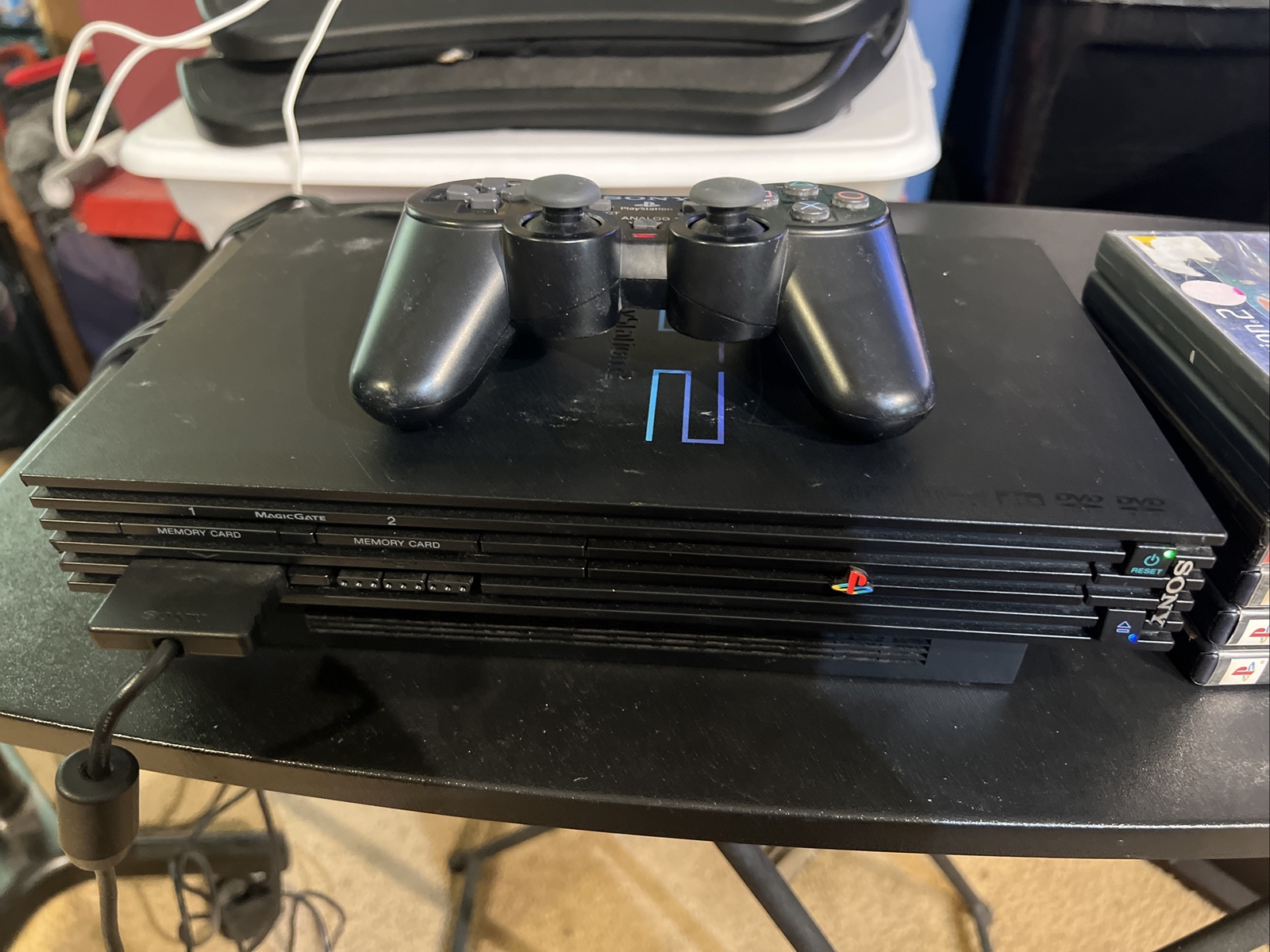 Sony PlayStation 2 PS2 Console Bundle: 1 Controller, Cords, and 6 Games Bundle