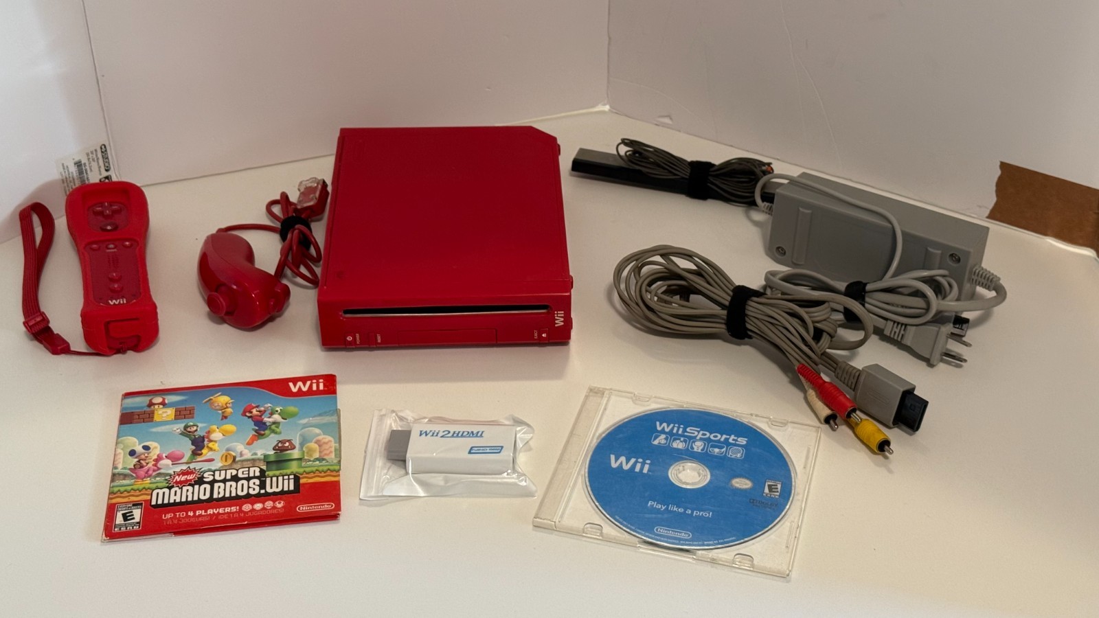 Nintendo Wii Red Console 25th Anniversary OEM Plays GameCube TESTED W/ Cables