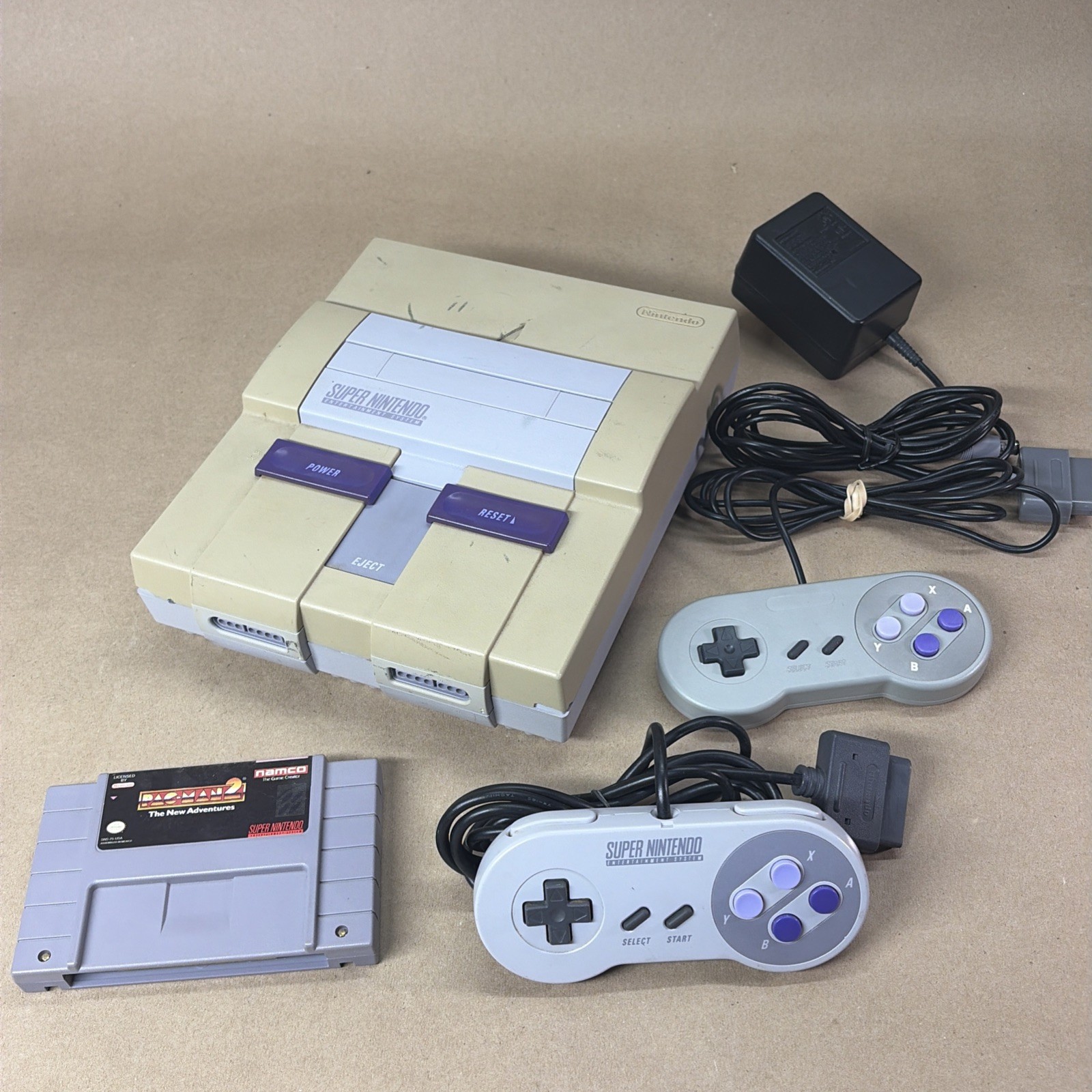Super Nintendo Entertainment System SNES Console, Controller, Game, Tested Work