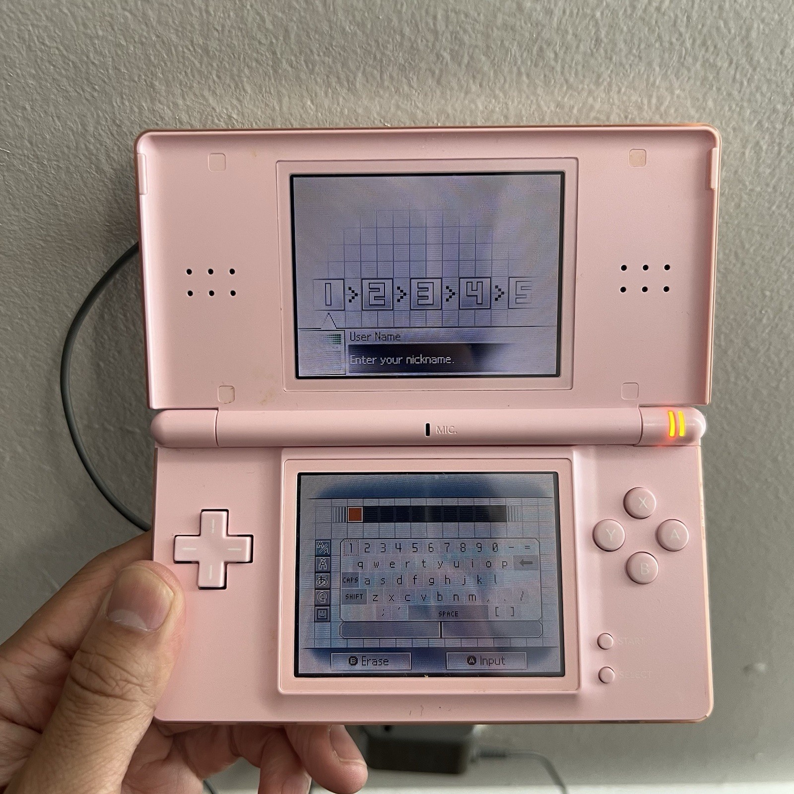 Nintendo DS Lite Handheld Console/Charger/Stylist USG001 Coral Pink TESTED/WORKS