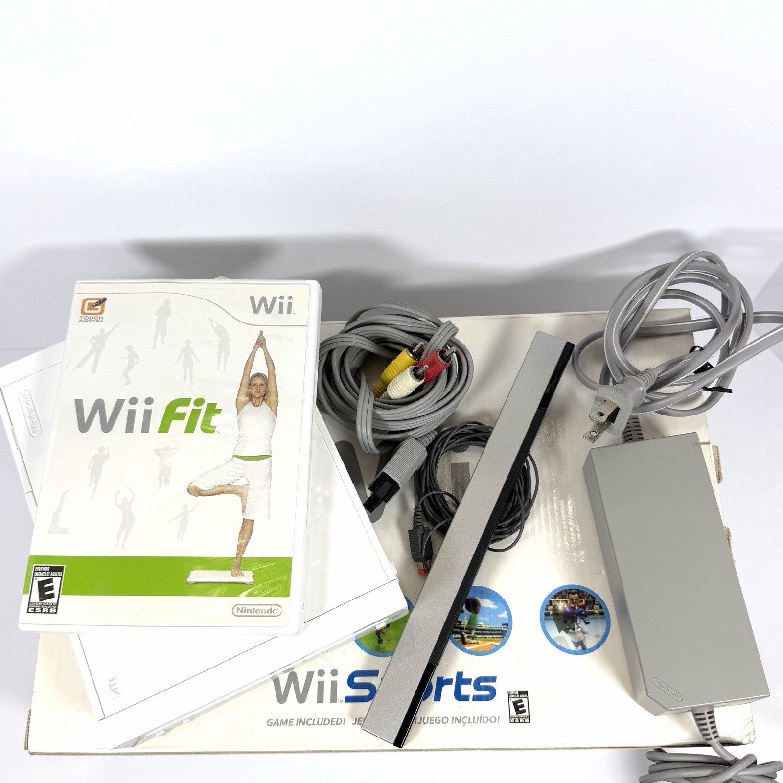 Nintendo Wii Console Bundle with Wii Fit Game, Cords & Sensor Bar