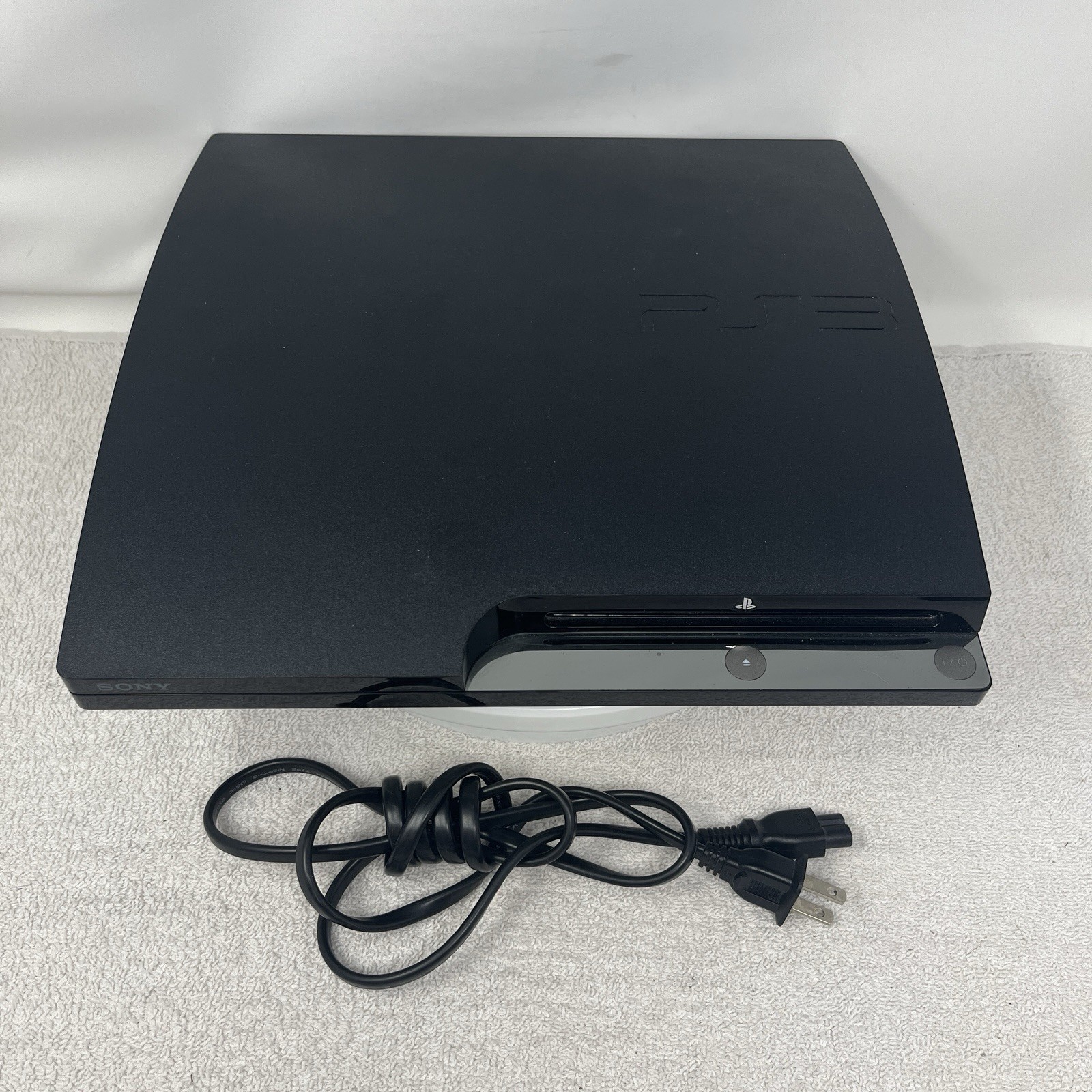 Sony PlayStation 3 PS3 Slim CECH-2001A Black Console w/Power Cable TESTED WORKS