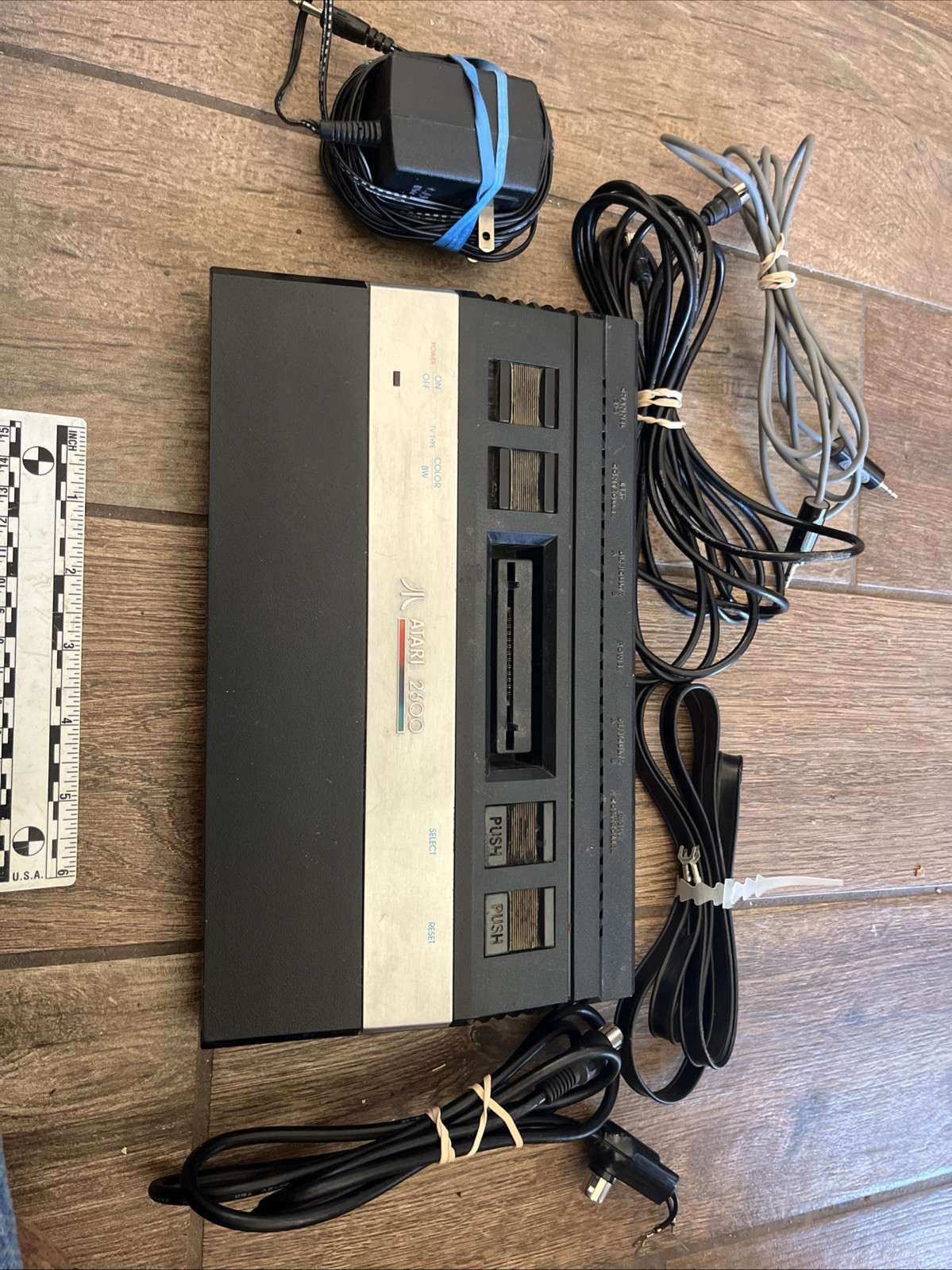 Atari Video Game Console System With Various Wires For TV