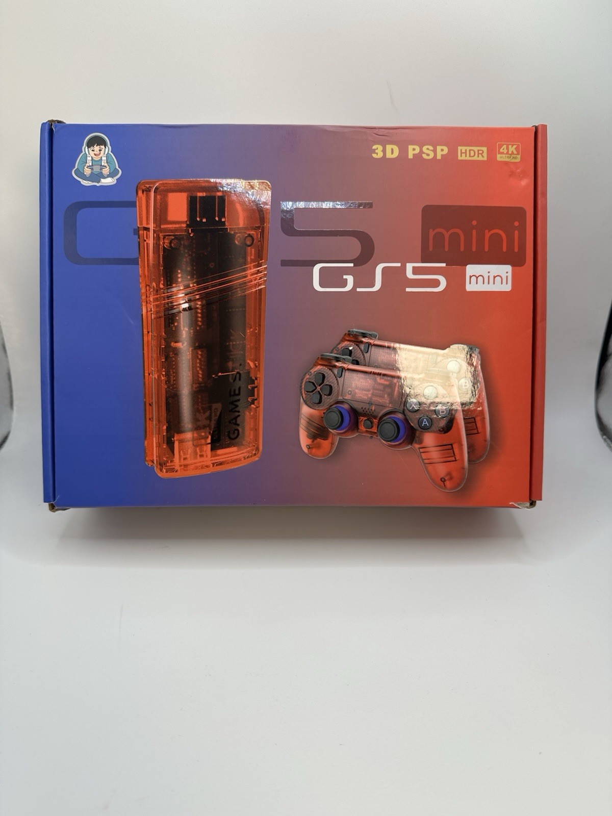 GS5 mini Home Console, 2.4G Wireless, 53 Emulators, HDR, 4K, Orange/Black