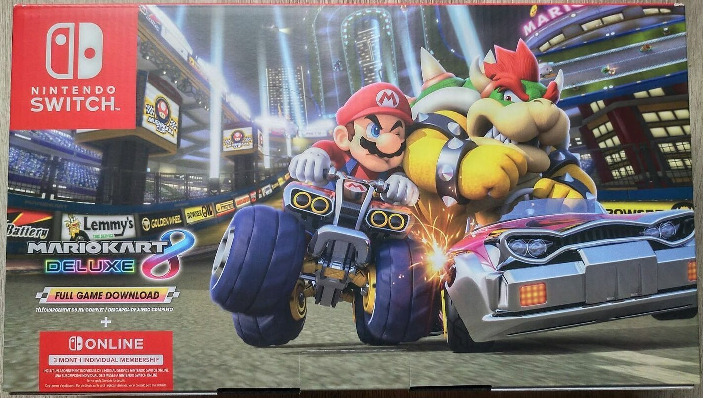 Nintendo Switch wit Neon Blue/Red Joy-Con + Mario Kart 8 Deluxe Full Game Downld