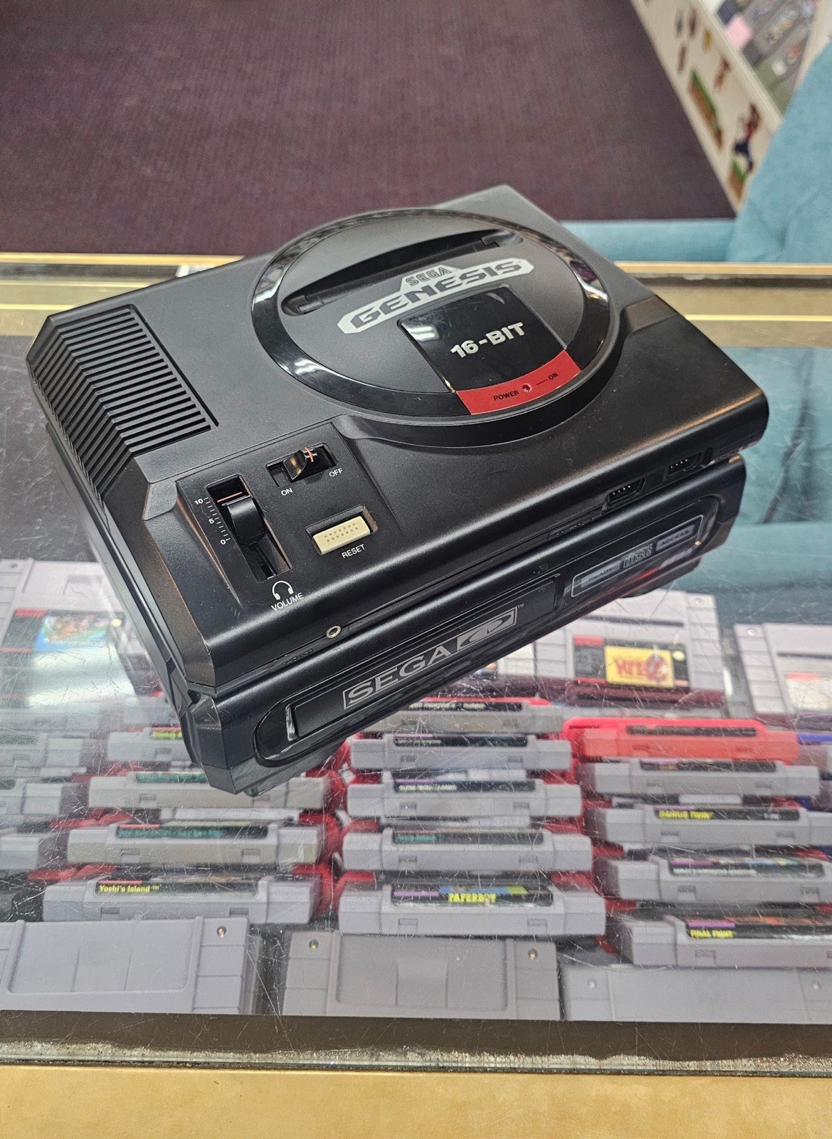 SEGA CD Model 1 + Genesis Working Tested +controller + RF switch W/Sega Classic