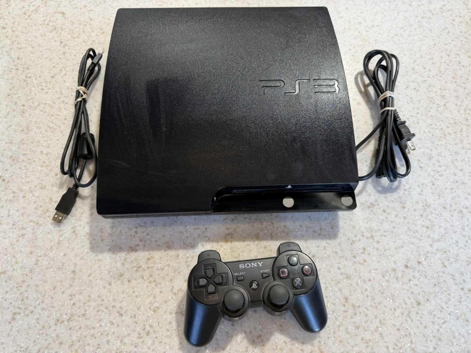 SONY PLAYSTATION 3 SYSTEM PS3 CONROLLER HOOKUPS PLAY STATION 150GB SUPER SLIM