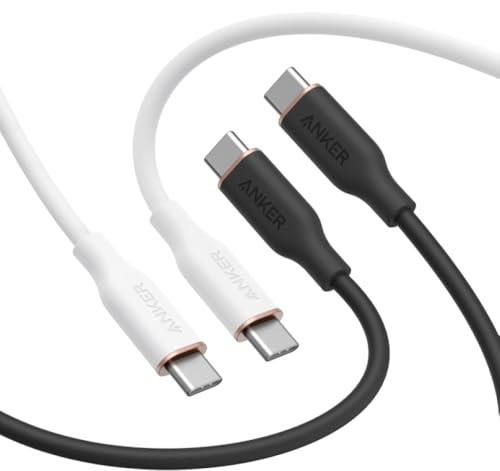 Anker PowerLine III Flow USB-C to USB-C Cable 1.8m Set of 2 Black and White