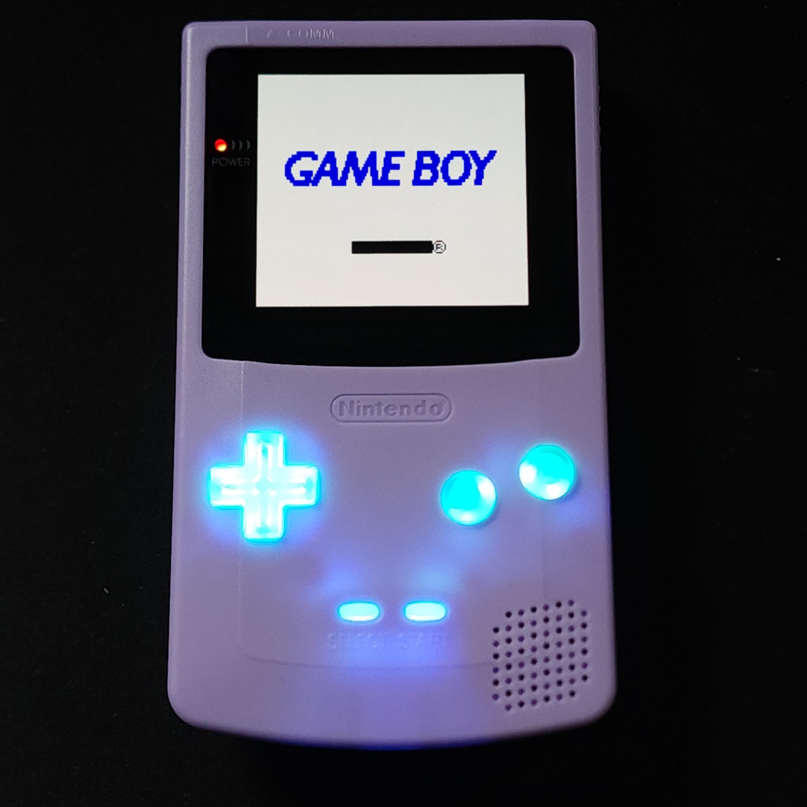 GameBoy Color GBC Lilac Backlit OLED Screen, Color Changing Buttons/Logo