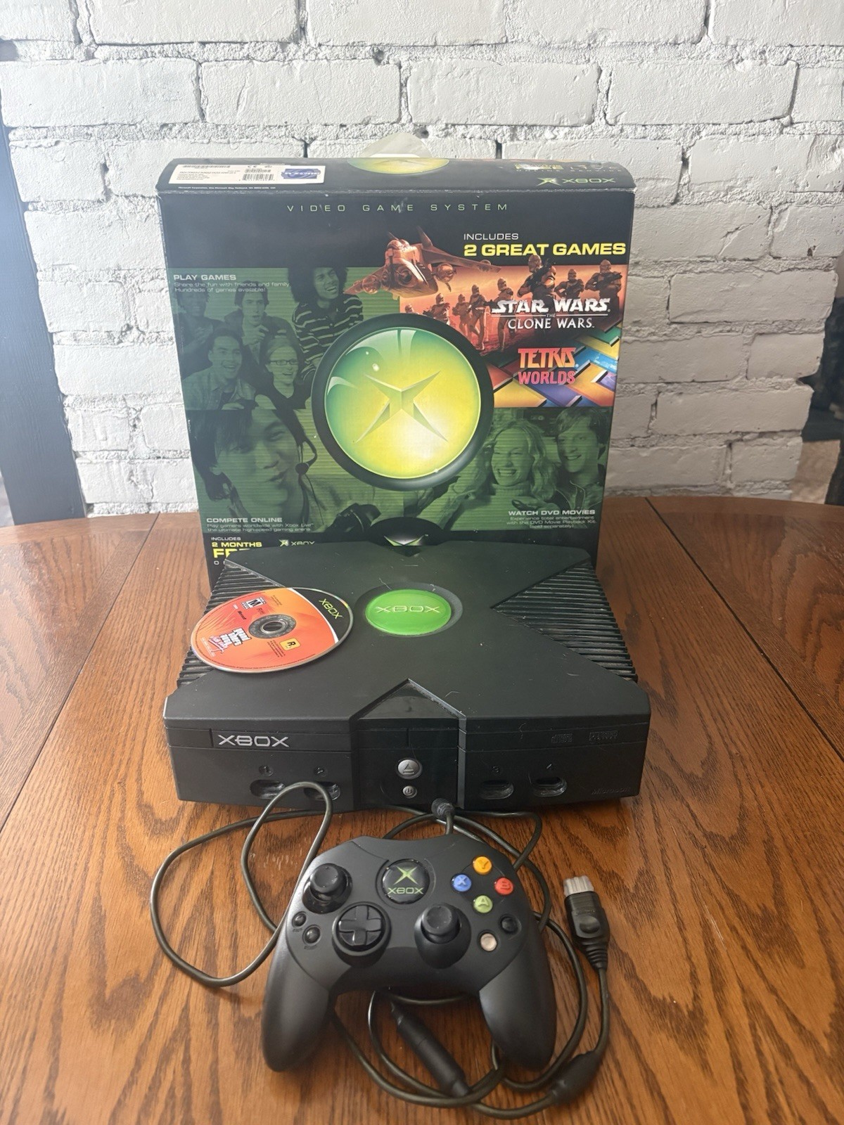 Original Microsoft Xbox Console System In Box With GTA Vice City And Controller