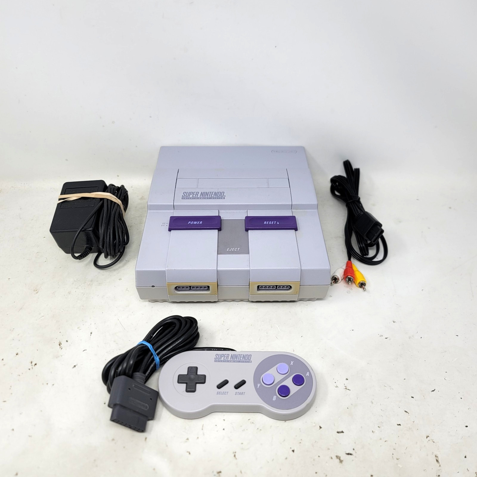 Super Nintendo SNES Console Gray W/ 1 OEM Controllers & Cords Tested Working