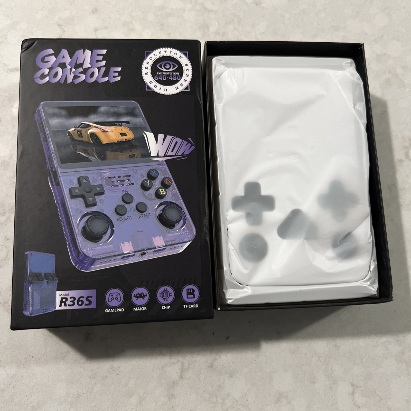 Black R36S Handheld Game Console 3.5 Inch IPS Screen (Thousands of Games)