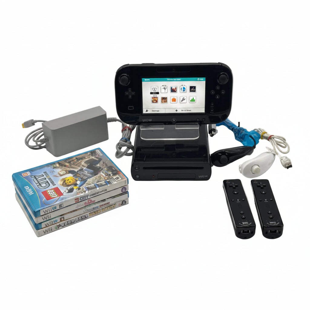 Nintendo Wii U 32GB Deluxe Console WUP-101 & GamePad WUP-010, Remotes and 4 Game