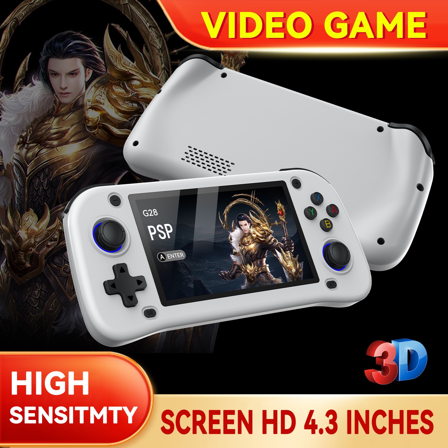 G28 Portable Handheld Video Game Console with 4.3 Inch HD Screen Built-in 20000+