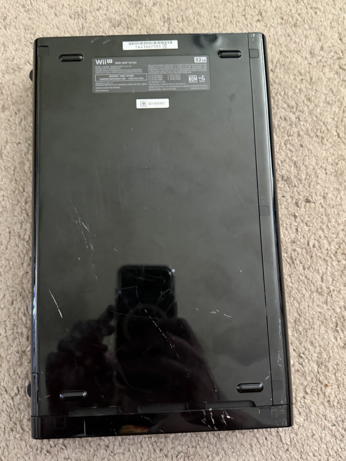 Nintendo Wii U WUP-101(02) Black Console Only With OEM Power Supply UNTESTED