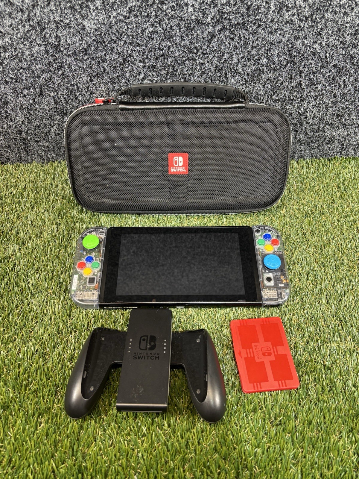 Nintendo Switch V2 Console Bundle + Clear Joy-Cons and Case Works Perfectly