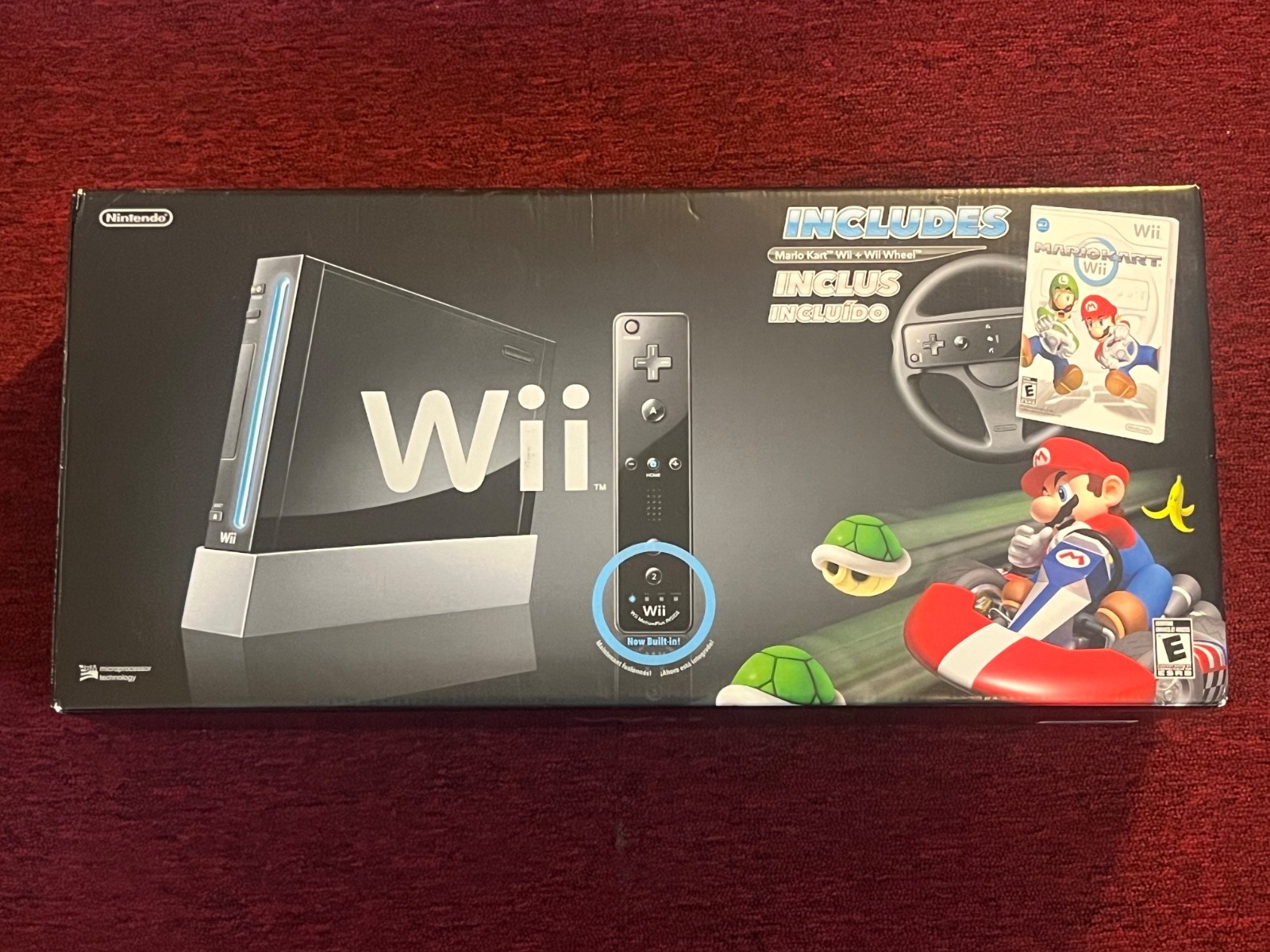Brand New Original Wii Mario Kart Bundle Black Console+Game and Wheel RARE