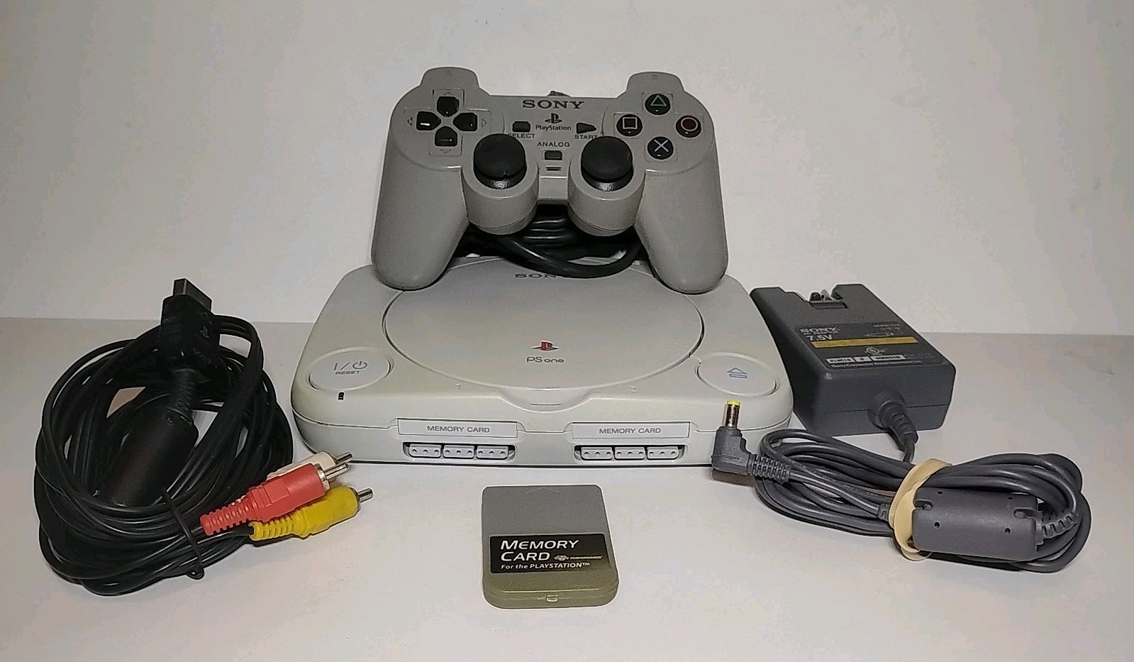 Sony Playstation PS One Slim Console Controller Memcard Cords Good Condition!