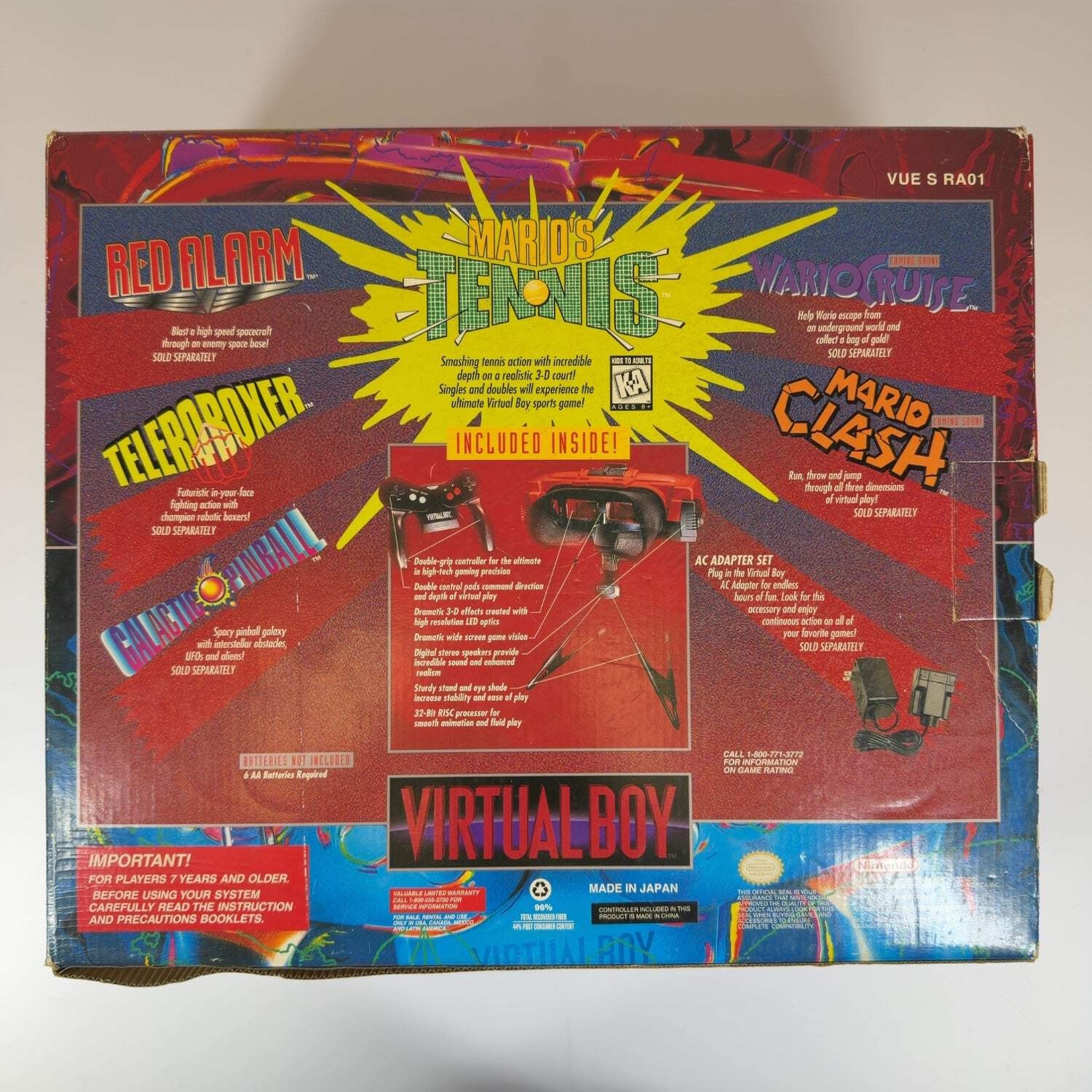 Nintendo Virtual Boy Video Game Console HW-USA-3 Red