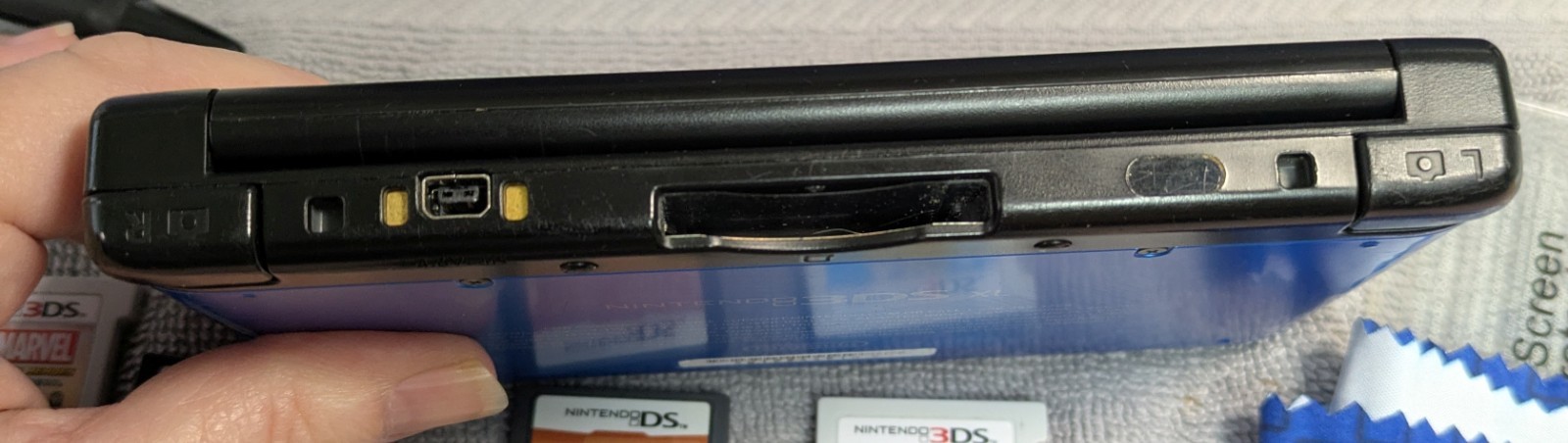 Nintendo 3DS XL Blue Console Bundle w Accessories + 7 Games TESTED WORKS GREAT