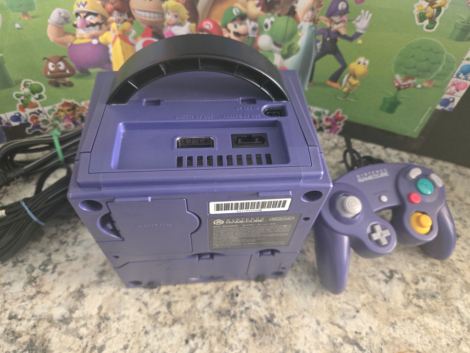 Nintendo GameCube Console Bundle TESTED USA Indigo/Purple W/ Controller & Cables