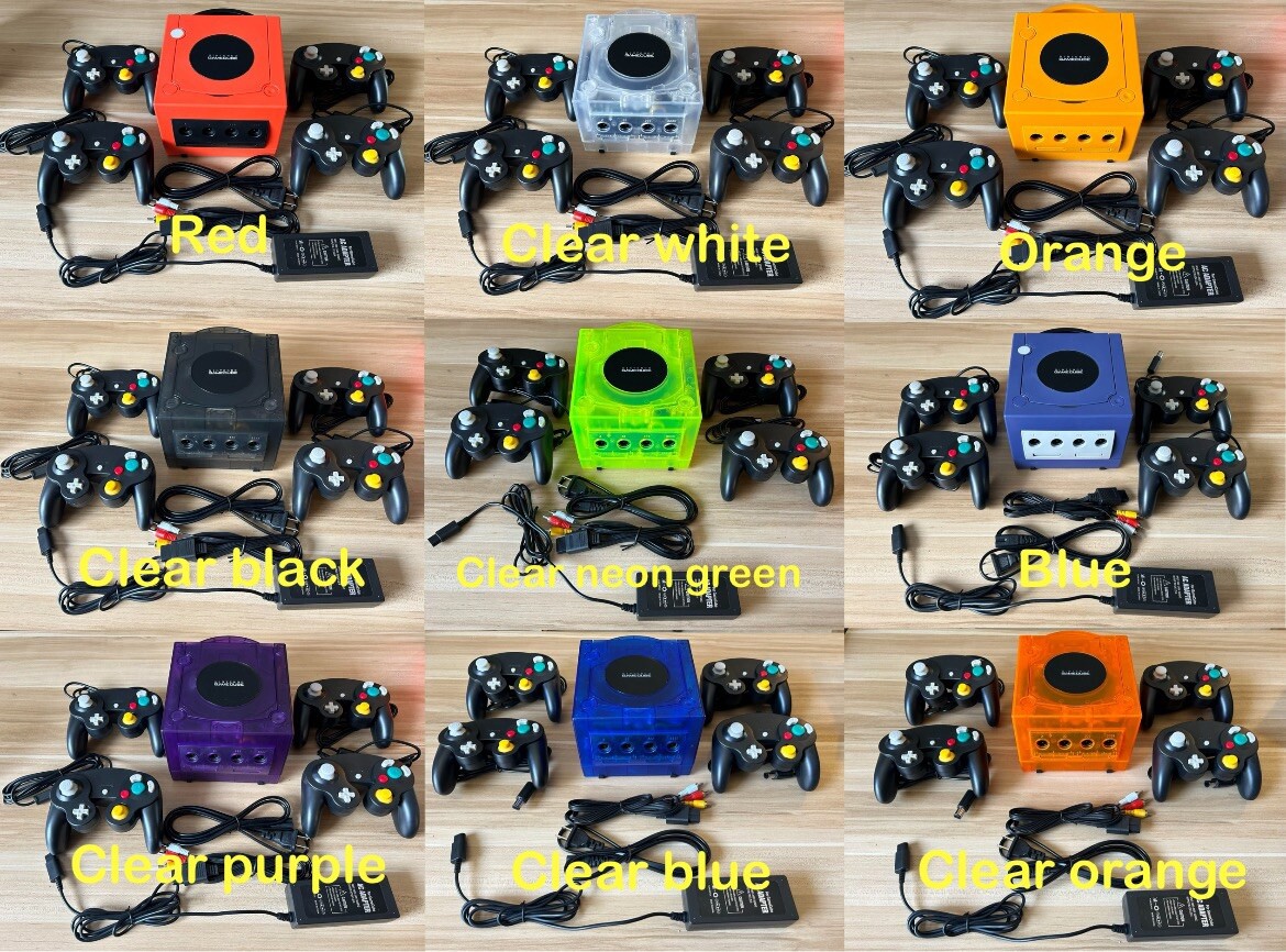 Nintendo GameCube Console NGC Various Colors+Controller+Cables Red. blue, yellow