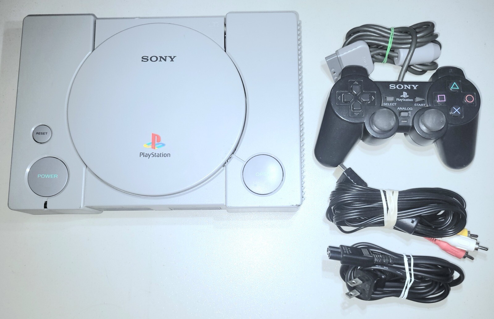 Sony Playstation 1 PS1 Gray SCPH-9001 System Console +Black DS official cntrl VG