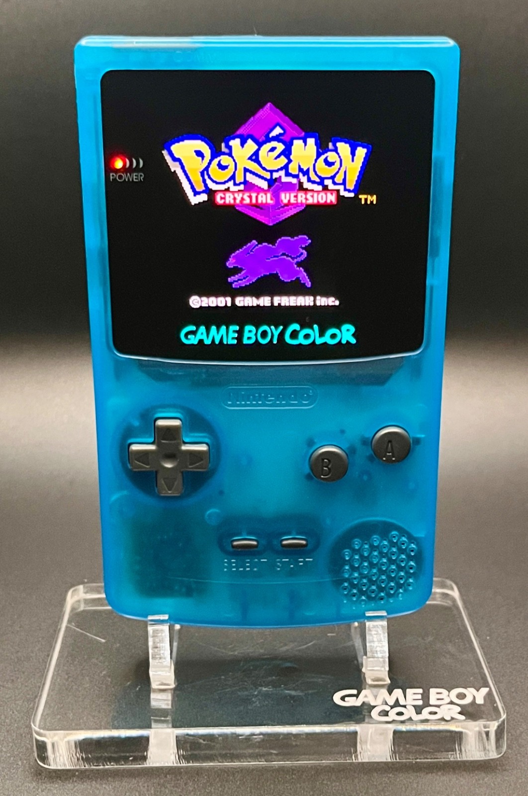GameBoy Color OLED Screen Mod + USB‑C Rechargeable 1500mAh – Clear Blue