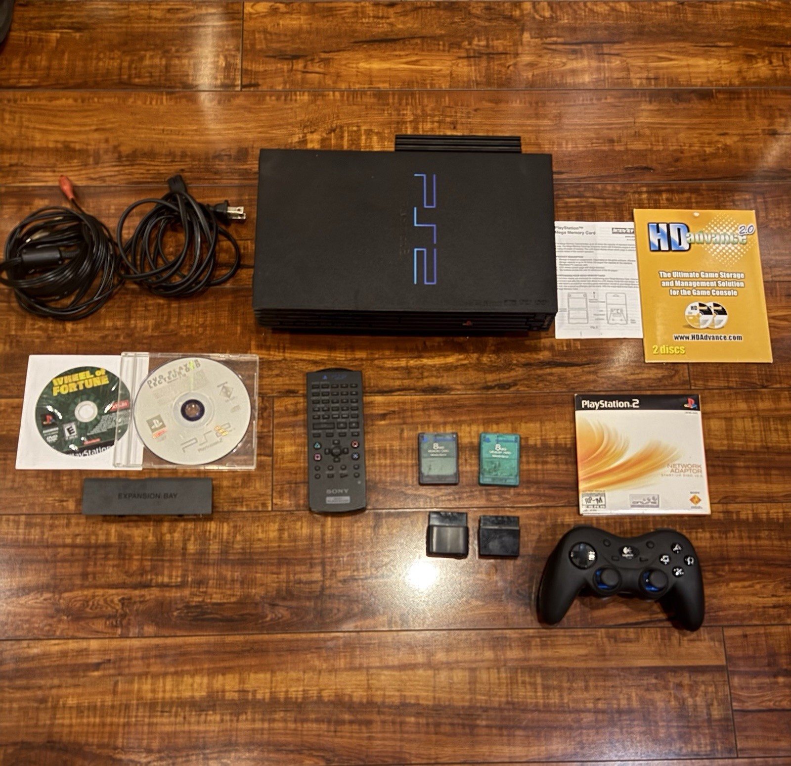 SONY PLAYSTATION 2 PS2 FAT BUNDLE W/ DVD Player, Network Adapter, Memory, & More