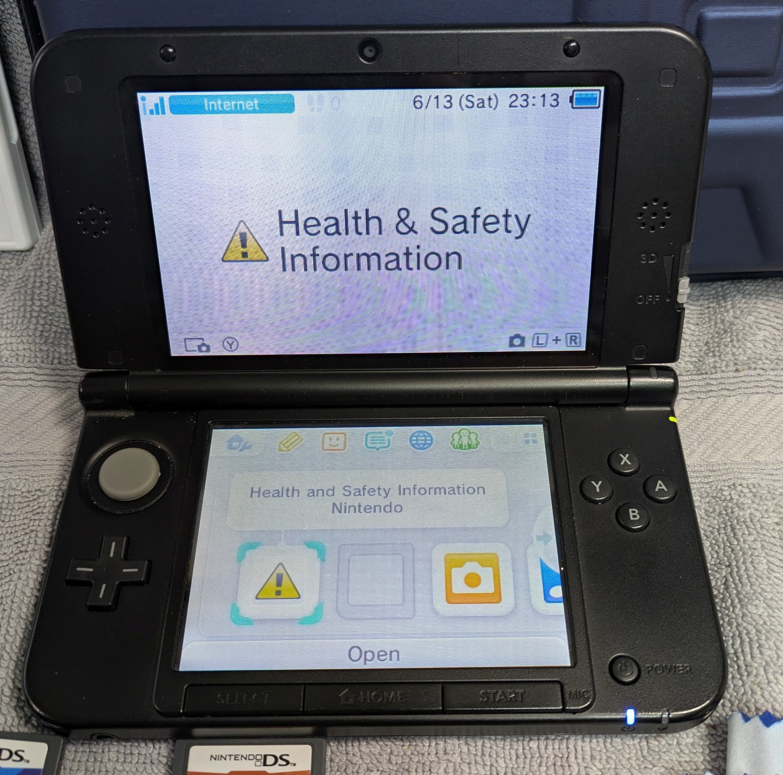 Nintendo 3DS XL Blue Console Bundle w Accessories + 7 Games TESTED WORKS GREAT