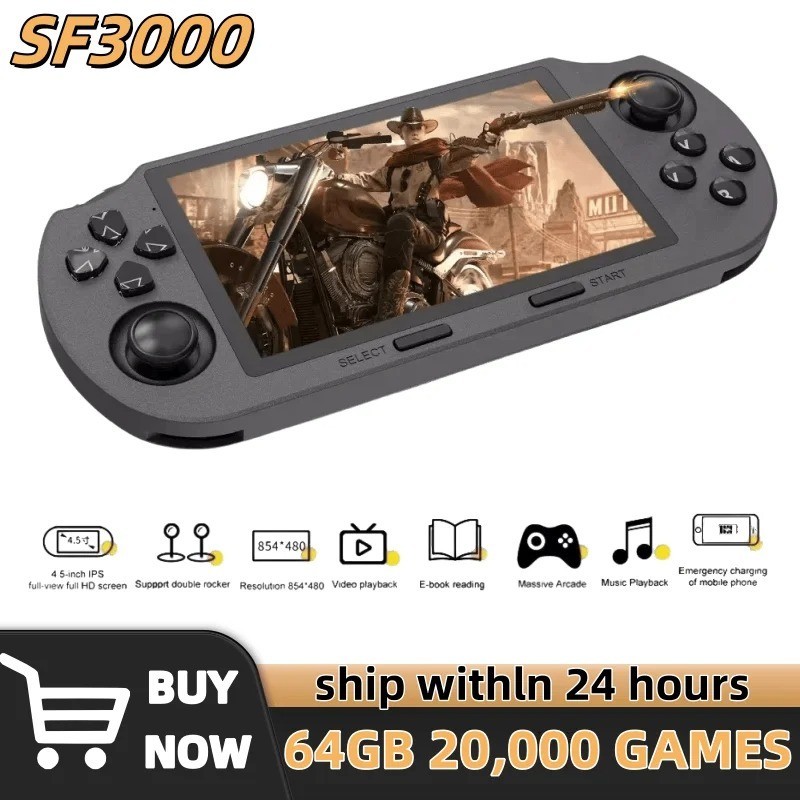 Retro Handheld Video Game Console Linux System 4.5 Inch 854*480 IPS Screen 3000m