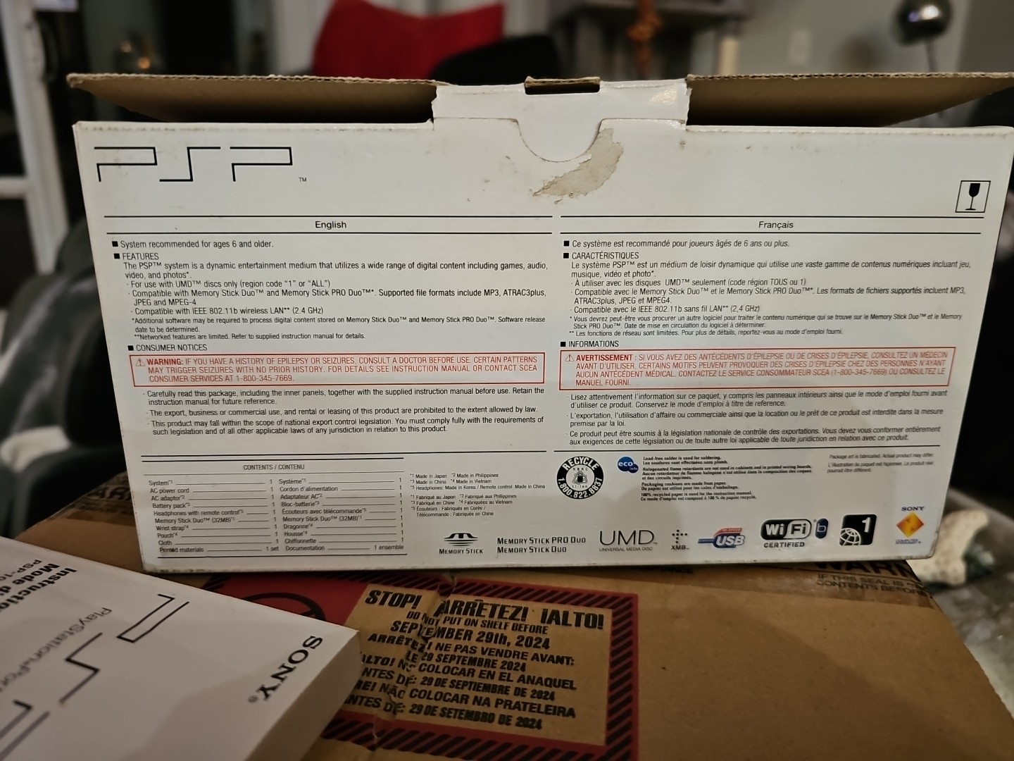 Sony PSP 1001 K/98500 Value Pack Empty Box & Manual Only No PSP Handheld Console