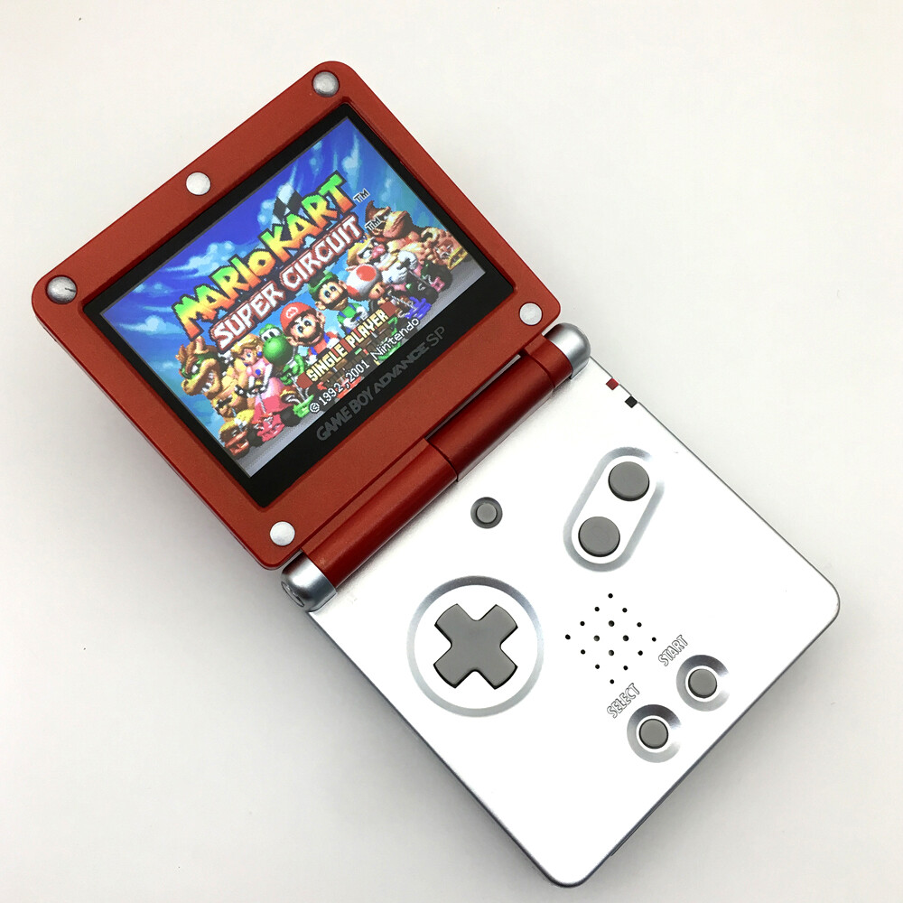 Red&Silver 10 Levels of Brightness V2 IPS LCD Panel Nintendo GBA SP Game Console